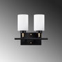 Opviq Lámpara de Pared de Metal y Cristal Negro, Dorado y Blanco